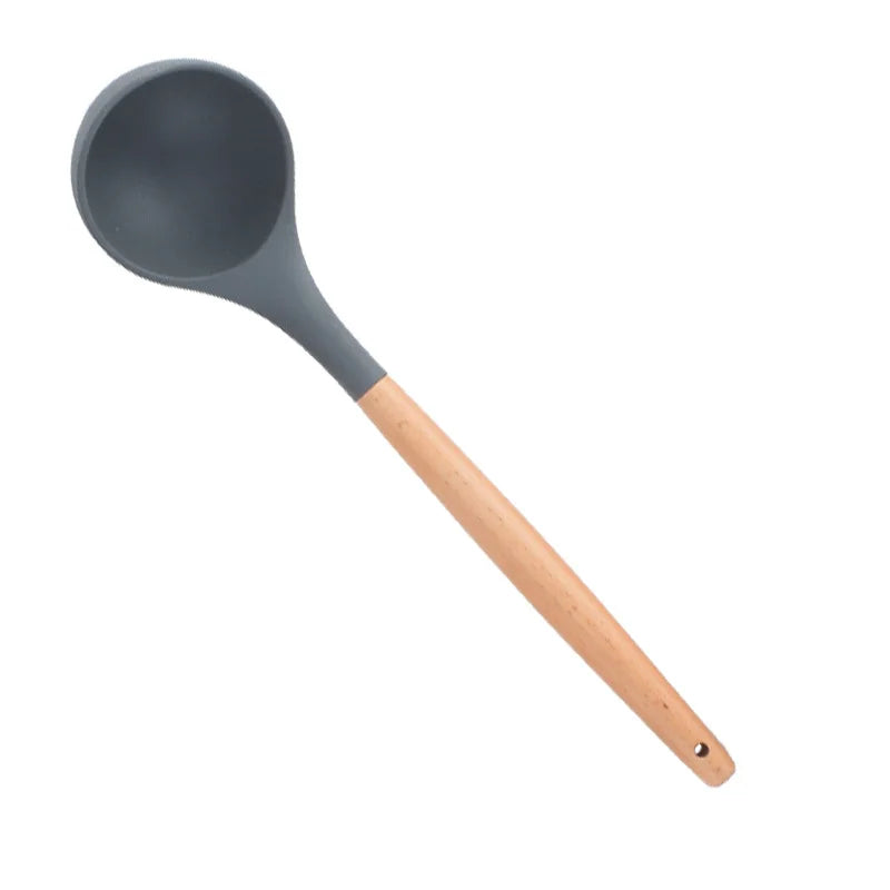 LMETJMA Silicone Cooking Utensils Set - 446°F Heat Resistant Kitchen Utensils Set Turner Tongs Spatula Spoon Brush Whisk JT888