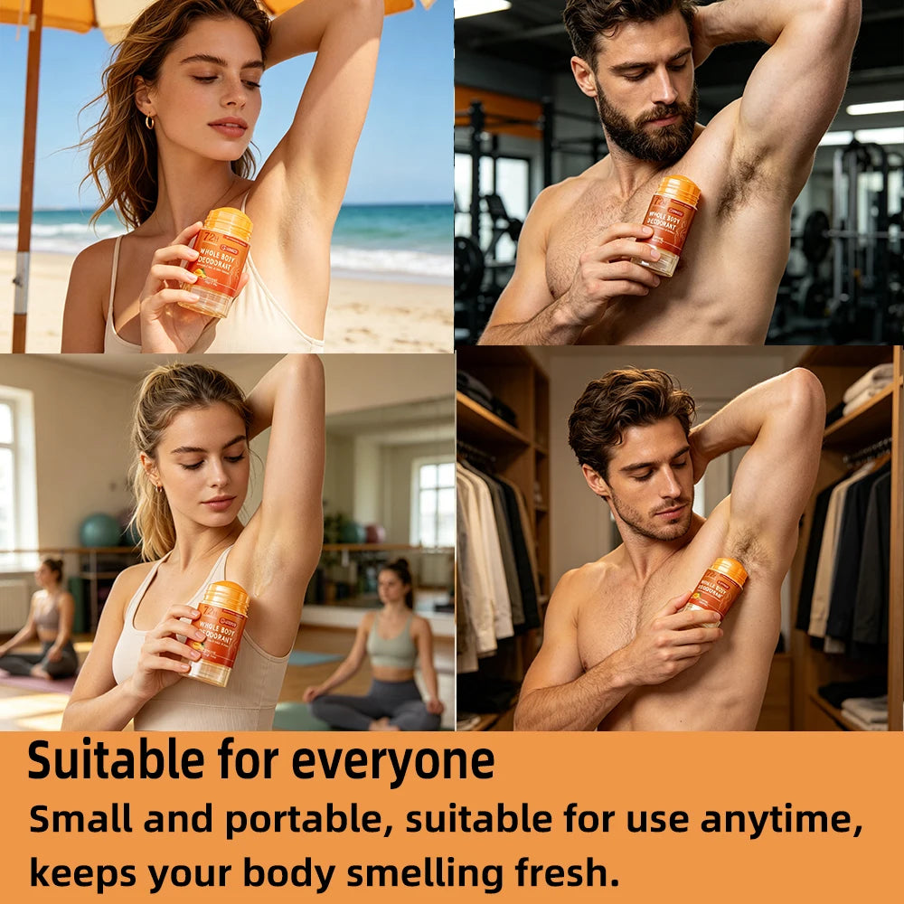 JUINHOU Orange Deodorant Stick/Antiperspirant light Orange Scent Easy to Carry Effectively Solves the Problem of Underarm Odor