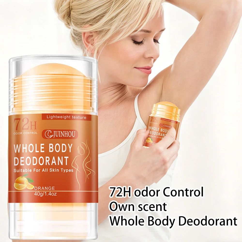 JUINHOU Orange Deodorant Stick/Antiperspirant light Orange Scent Easy to Carry Effectively Solves the Problem of Underarm Odor