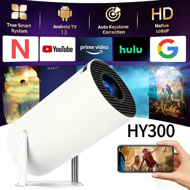 Hot Sale Projector 4K Android 11 HY300 Wifi6 260ANSI Allwinner H713 BT5.0 1080P 1280*720P Cinema Outdoor Portable Projetors