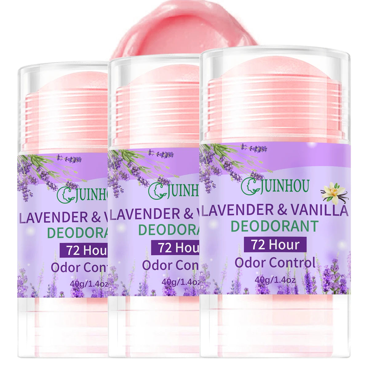 JUINHOU Lavender and vanilla Deodorant Stick/Antiperspirant Light Lavender and Vanilla Moisturizing and Hydrating Easy to Carry
