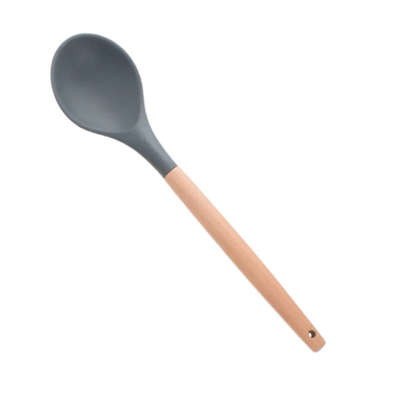 LMETJMA Silicone Cooking Utensils Set - 446°F Heat Resistant Kitchen Utensils Set Turner Tongs Spatula Spoon Brush Whisk JT888