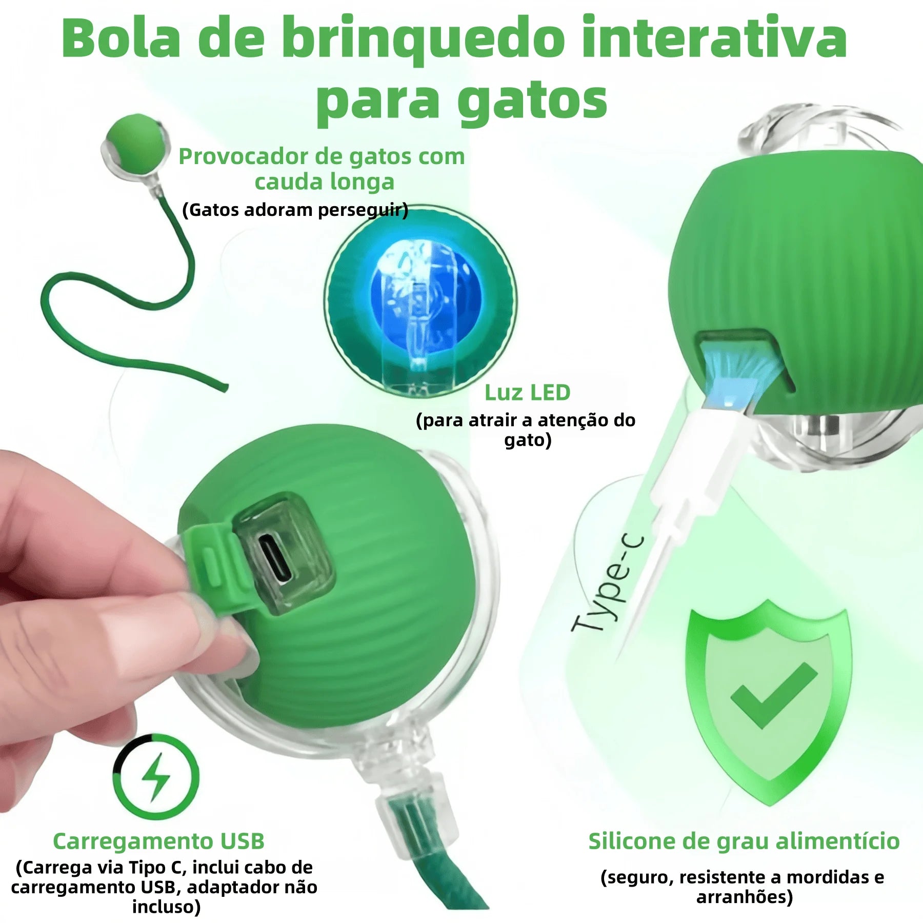 Automatic Cat Toy-Interactive Ball with Motion Sensor and Rechargeable Fake Tail