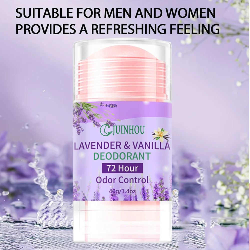 JUINHOU Lavender and vanilla Deodorant Stick/Antiperspirant Light Lavender and Vanilla Moisturizing and Hydrating Easy to Carry