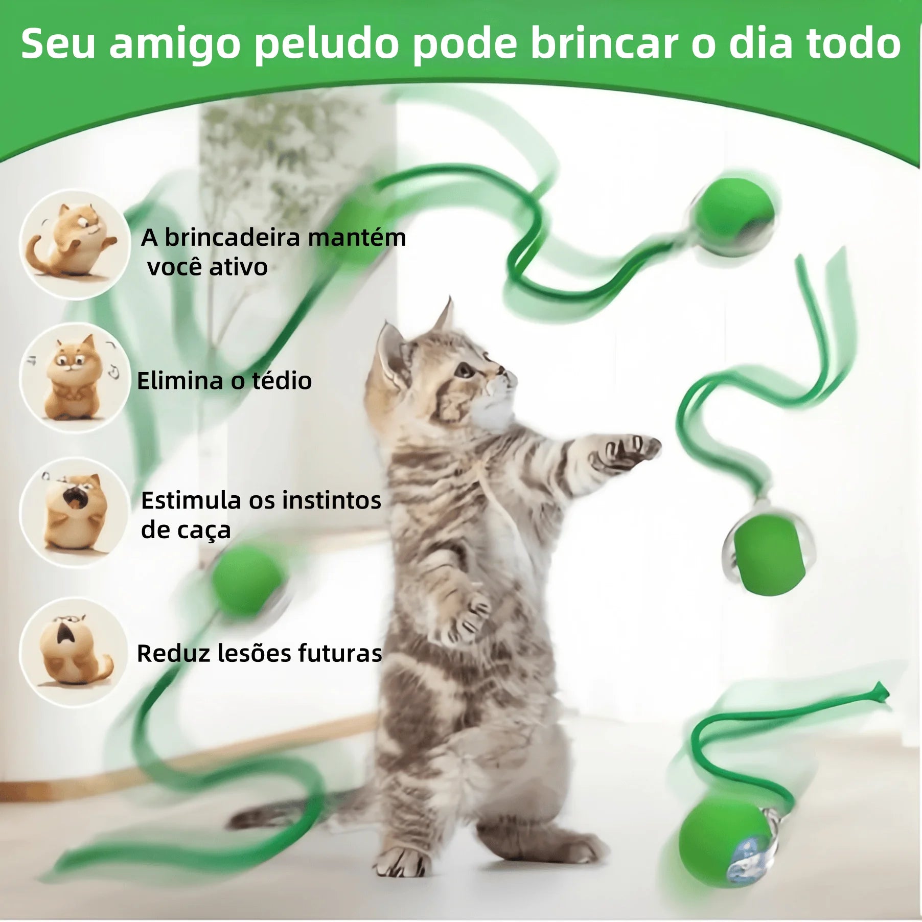 Automatic Cat Toy-Interactive Ball with Motion Sensor and Rechargeable Fake Tail