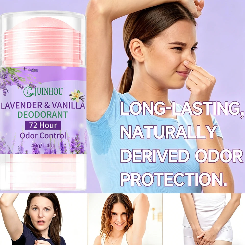 JUINHOU Lavender and vanilla Deodorant Stick/Antiperspirant Light Lavender and Vanilla Moisturizing and Hydrating Easy to Carry