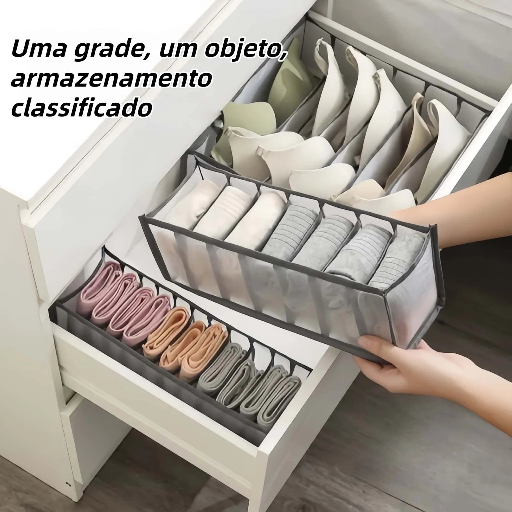 Kit 3 Bra Drawer Organizers Collapsible Storage Box Divider Underpants Wardrobe Home