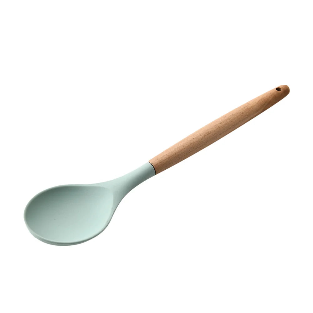 LMETJMA Silicone Cooking Utensils Set - 446°F Heat Resistant Kitchen Utensils Set Turner Tongs Spatula Spoon Brush Whisk JT888