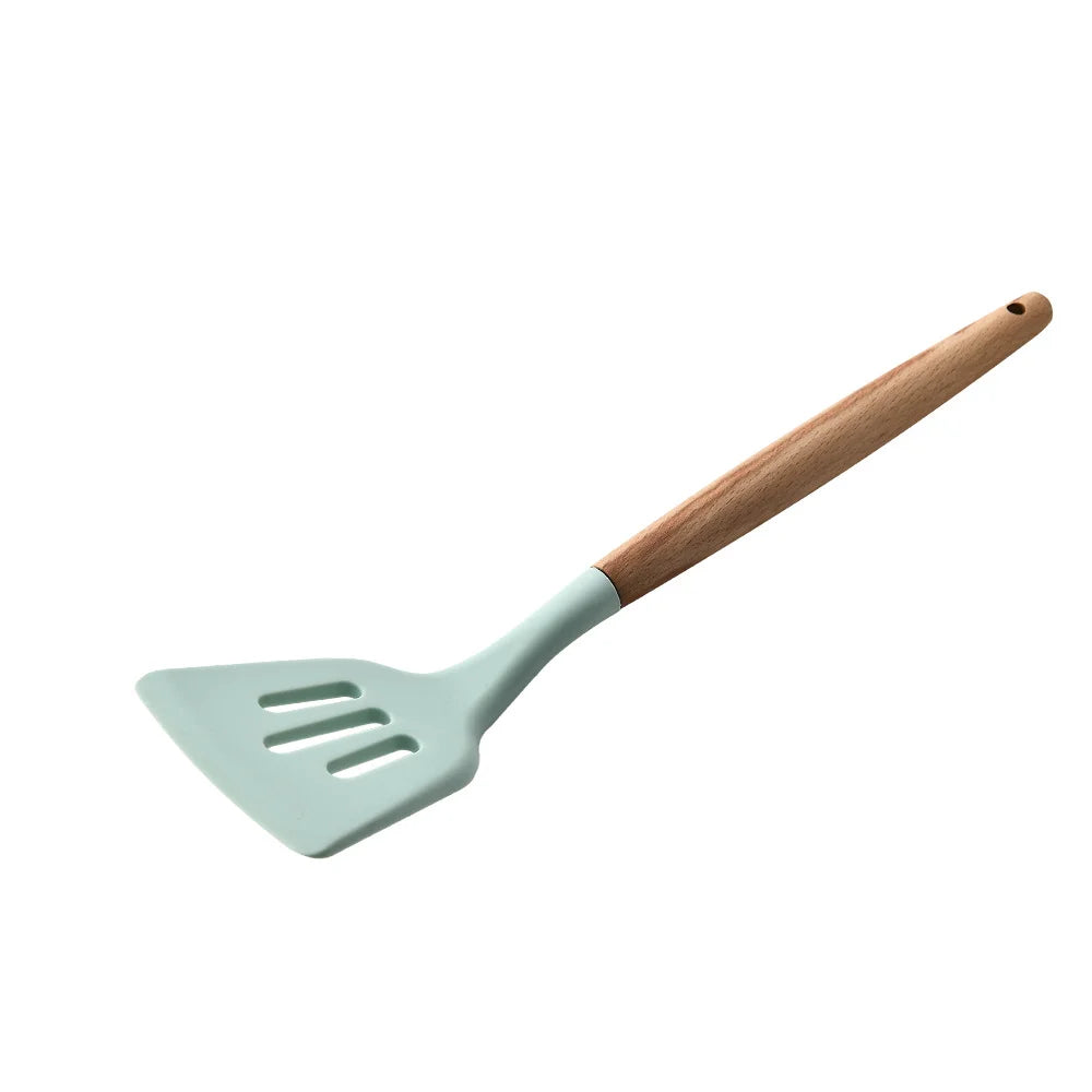 LMETJMA Silicone Cooking Utensils Set - 446°F Heat Resistant Kitchen Utensils Set Turner Tongs Spatula Spoon Brush Whisk JT888
