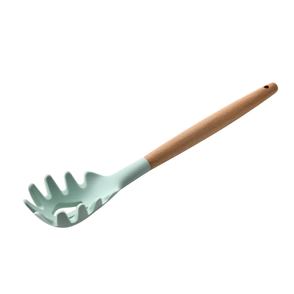 LMETJMA Silicone Cooking Utensils Set - 446°F Heat Resistant Kitchen Utensils Set Turner Tongs Spatula Spoon Brush Whisk JT888