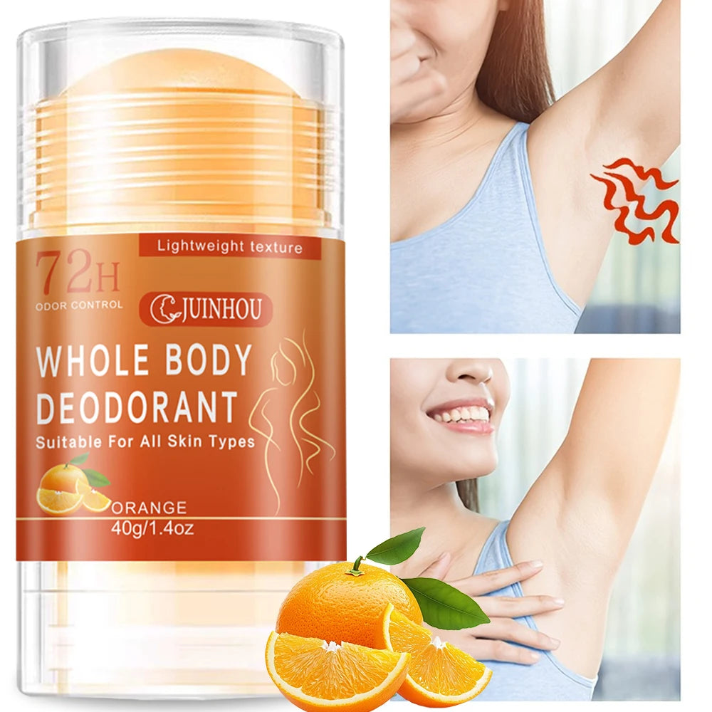 JUINHOU Orange Deodorant Stick/Antiperspirant light Orange Scent Easy to Carry Effectively Solves the Problem of Underarm Odor
