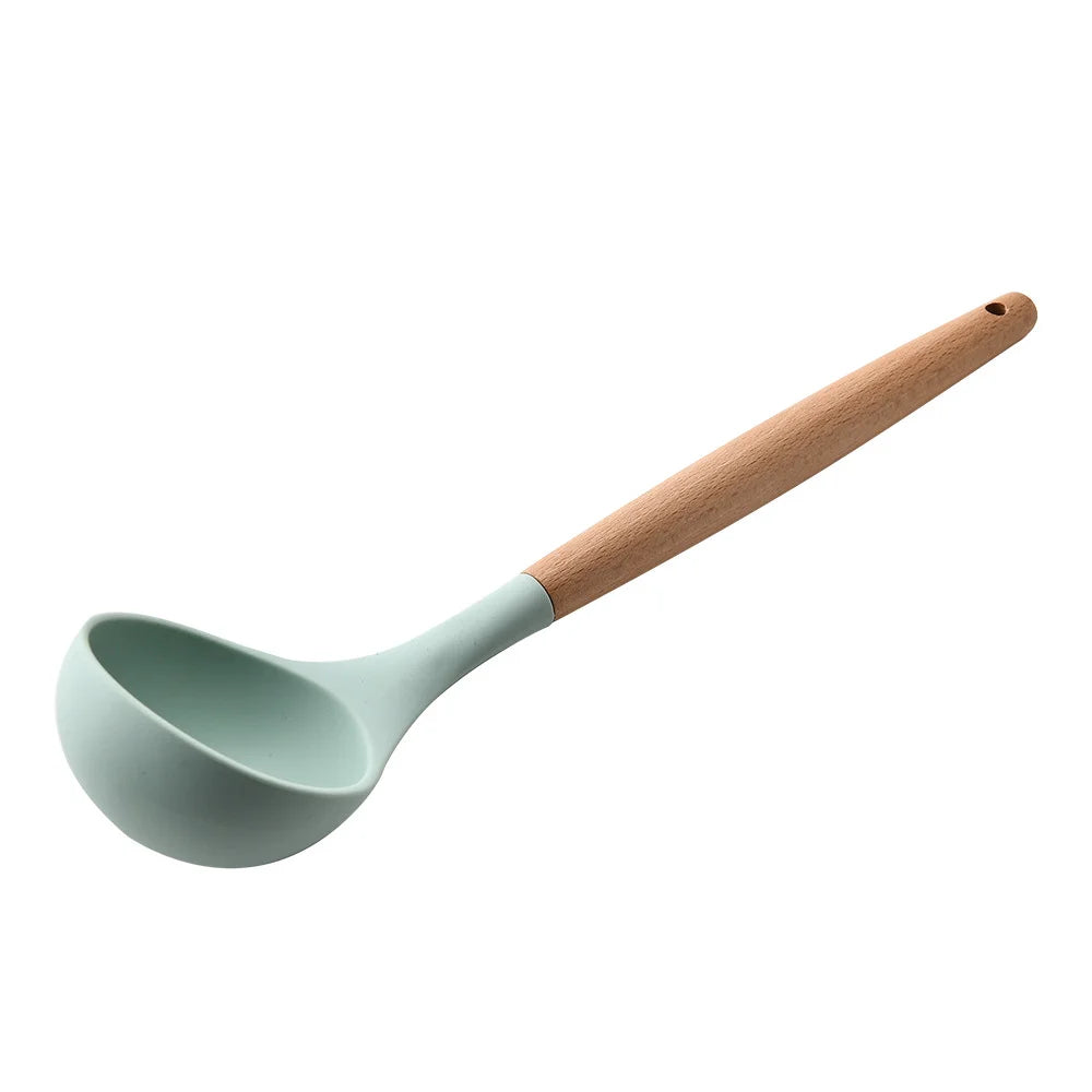 LMETJMA Silicone Cooking Utensils Set - 446°F Heat Resistant Kitchen Utensils Set Turner Tongs Spatula Spoon Brush Whisk JT888