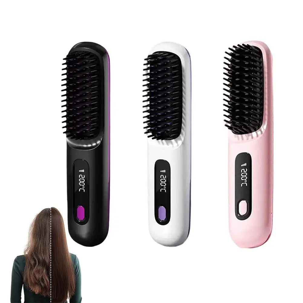 Thermostatic Electric Heating Heating Straight Hair Comb Wireless Portable Negative Ion Styling Tool Rechargeable USB Hair Tools