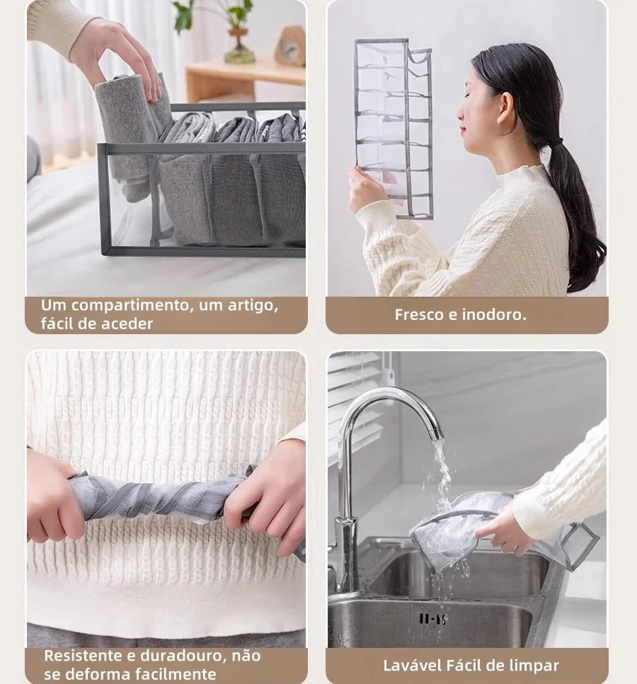 Kit 3 Bra Drawer Organizers Collapsible Storage Box Divider Underpants Wardrobe Home