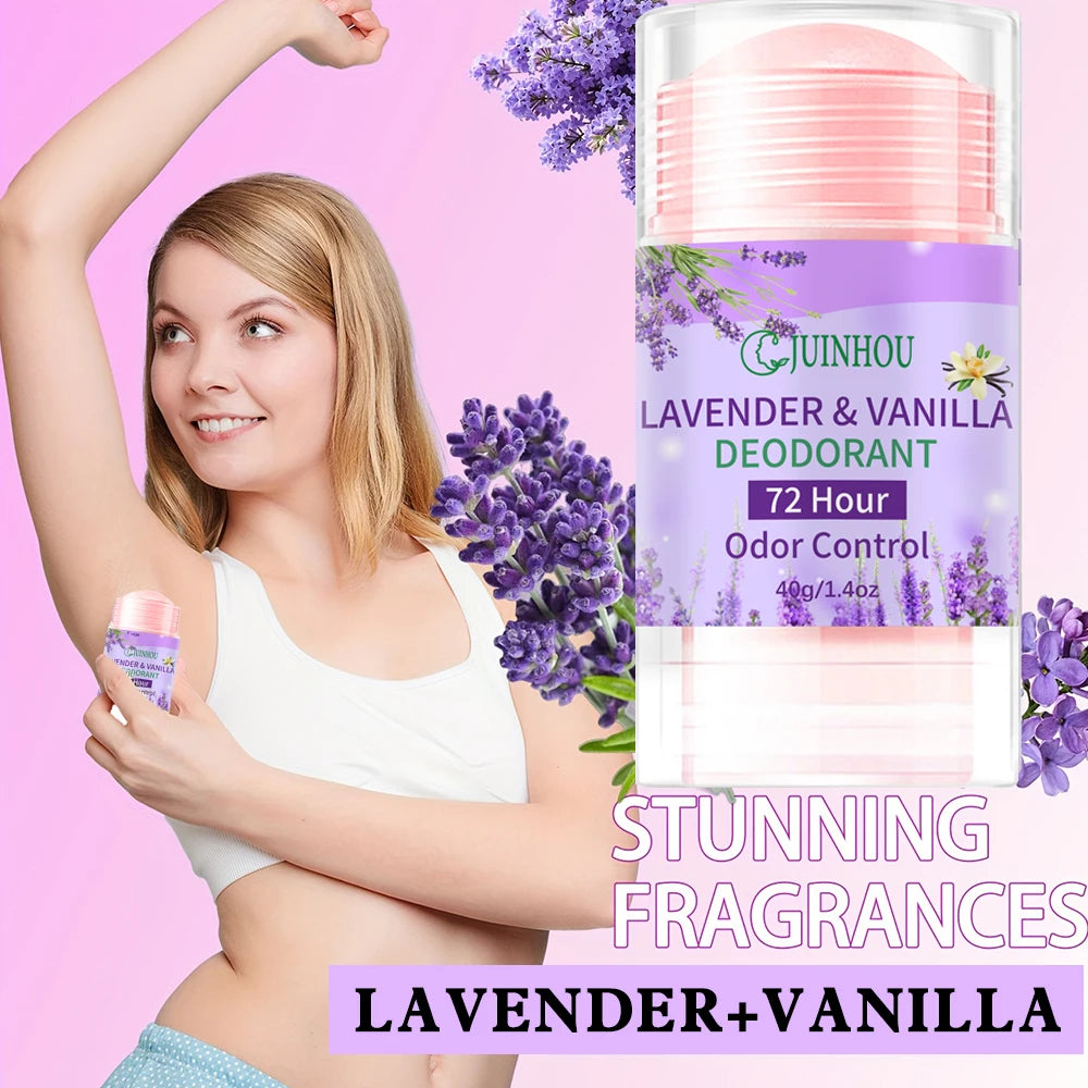JUINHOU Lavender and vanilla Deodorant Stick/Antiperspirant Light Lavender and Vanilla Moisturizing and Hydrating Easy to Carry