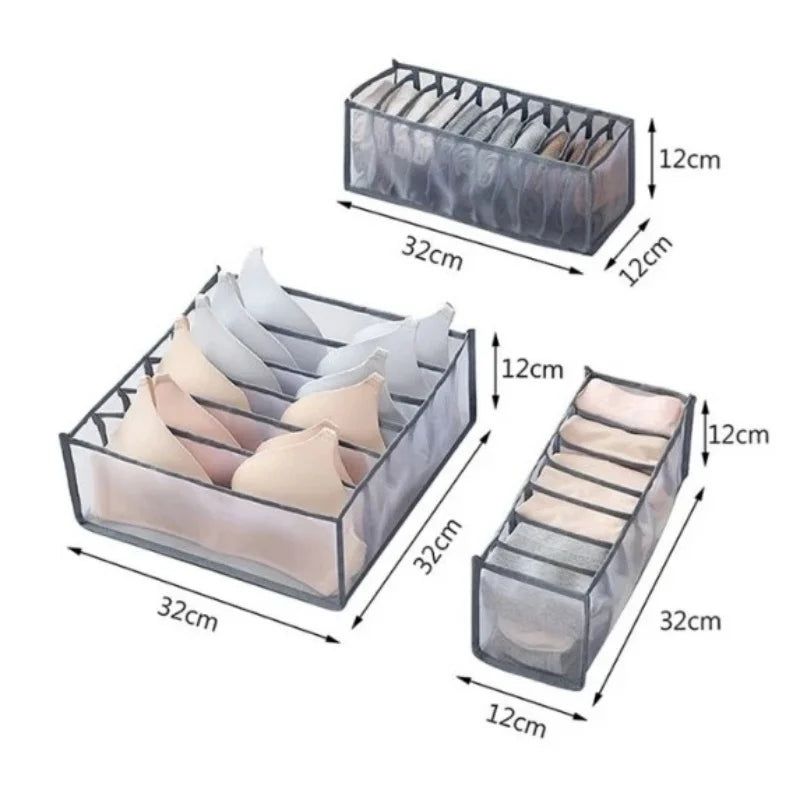 Kit 3 Bra Drawer Organizers Collapsible Storage Box Divider Underpants Wardrobe Home