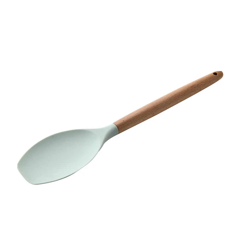 LMETJMA Silicone Cooking Utensils Set - 446°F Heat Resistant Kitchen Utensils Set Turner Tongs Spatula Spoon Brush Whisk JT888
