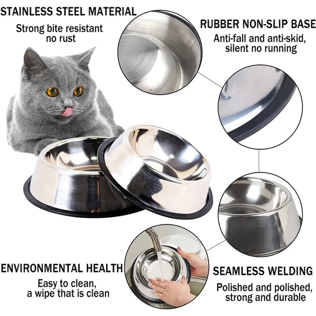 Anti-Slip Inox Food or Drinks for Dogs and Cats-Resistant and Ideal for Pets of All Pots