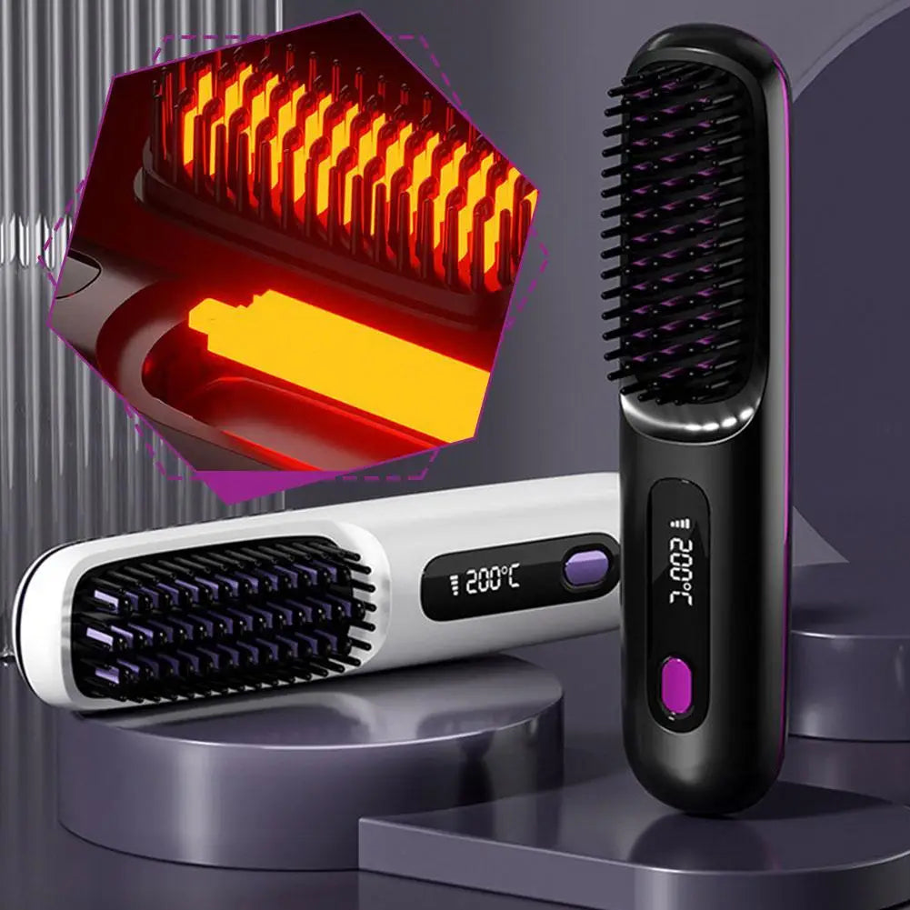 Thermostatic Electric Heating Heating Straight Hair Comb Wireless Portable Negative Ion Styling Tool Rechargeable USB Hair Tools