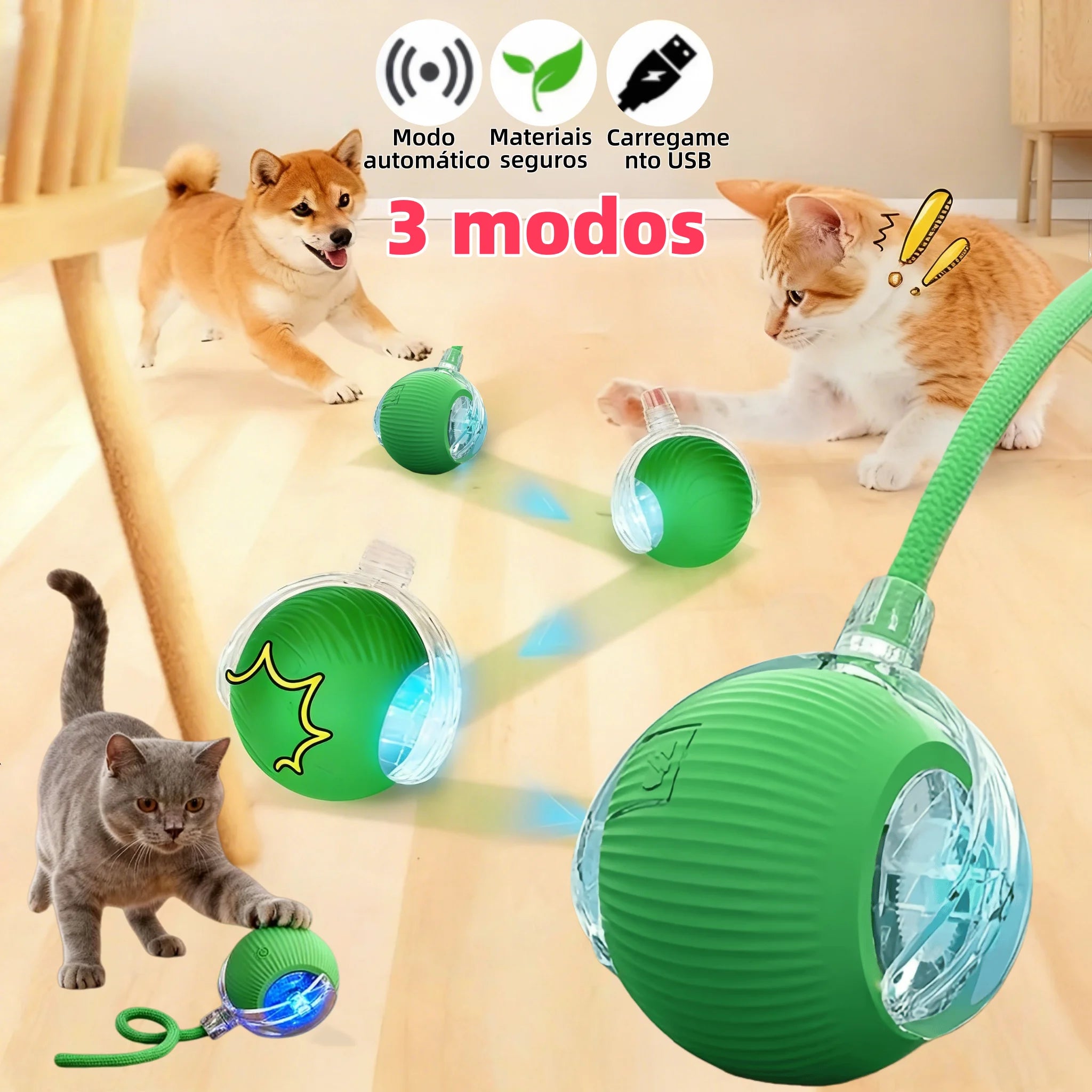 Automatic Cat Toy-Interactive Ball with Motion Sensor and Rechargeable Fake Tail