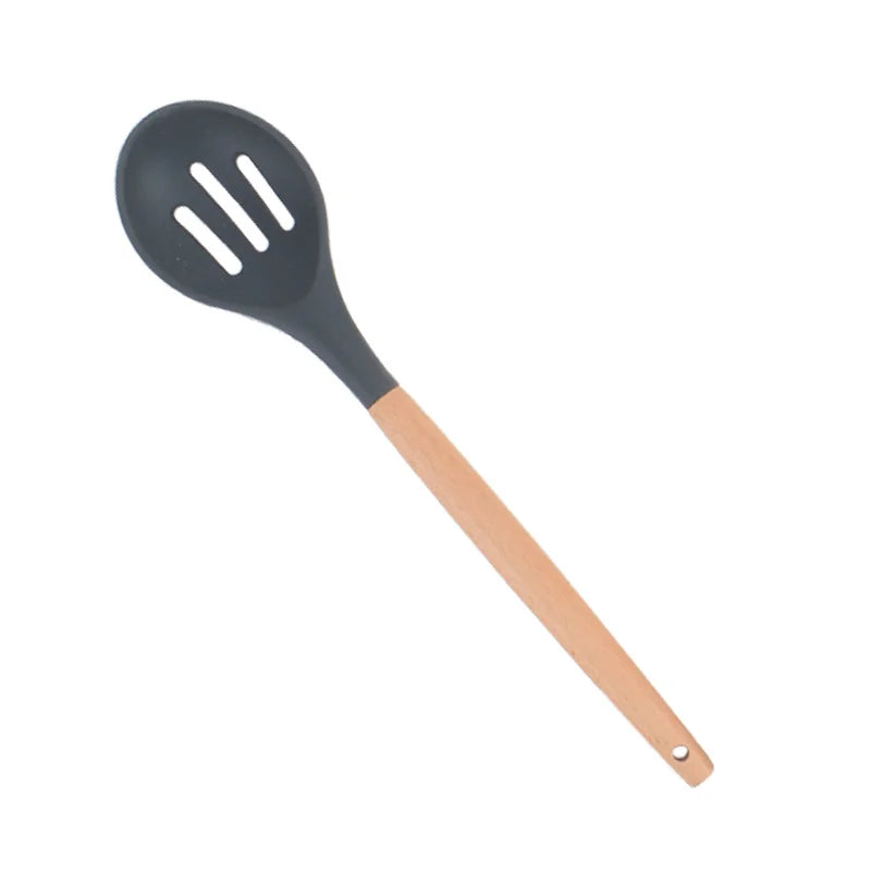 LMETJMA Silicone Cooking Utensils Set - 446°F Heat Resistant Kitchen Utensils Set Turner Tongs Spatula Spoon Brush Whisk JT888